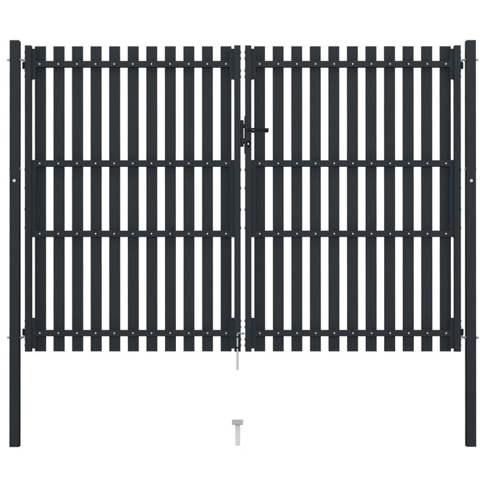Cancello per Recinzione Doppio in Acciaio 306x200 cm Antracite 146355