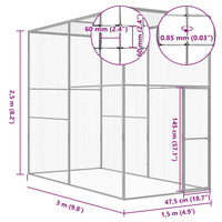 Gabbia per Gatti 3x1,5x2,5 m in Acciaio Zincato 146360