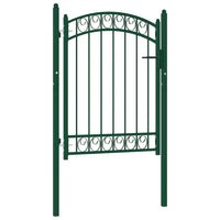 Cancello per Recinzione ad Arco in Acciaio 100x125 cm Verde cod mxl 50665