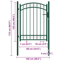 Cancello per Recinzione ad Arco in Acciaio 100x125 cm Verde 146364