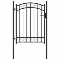 Cancello per Recinzione ad Arco in Acciaio 100x125 cm Nero cod mxl 47052