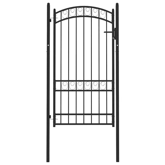 Cancello per Recinzione ad Arco in Acciaio 100x175 cm Nero 146371