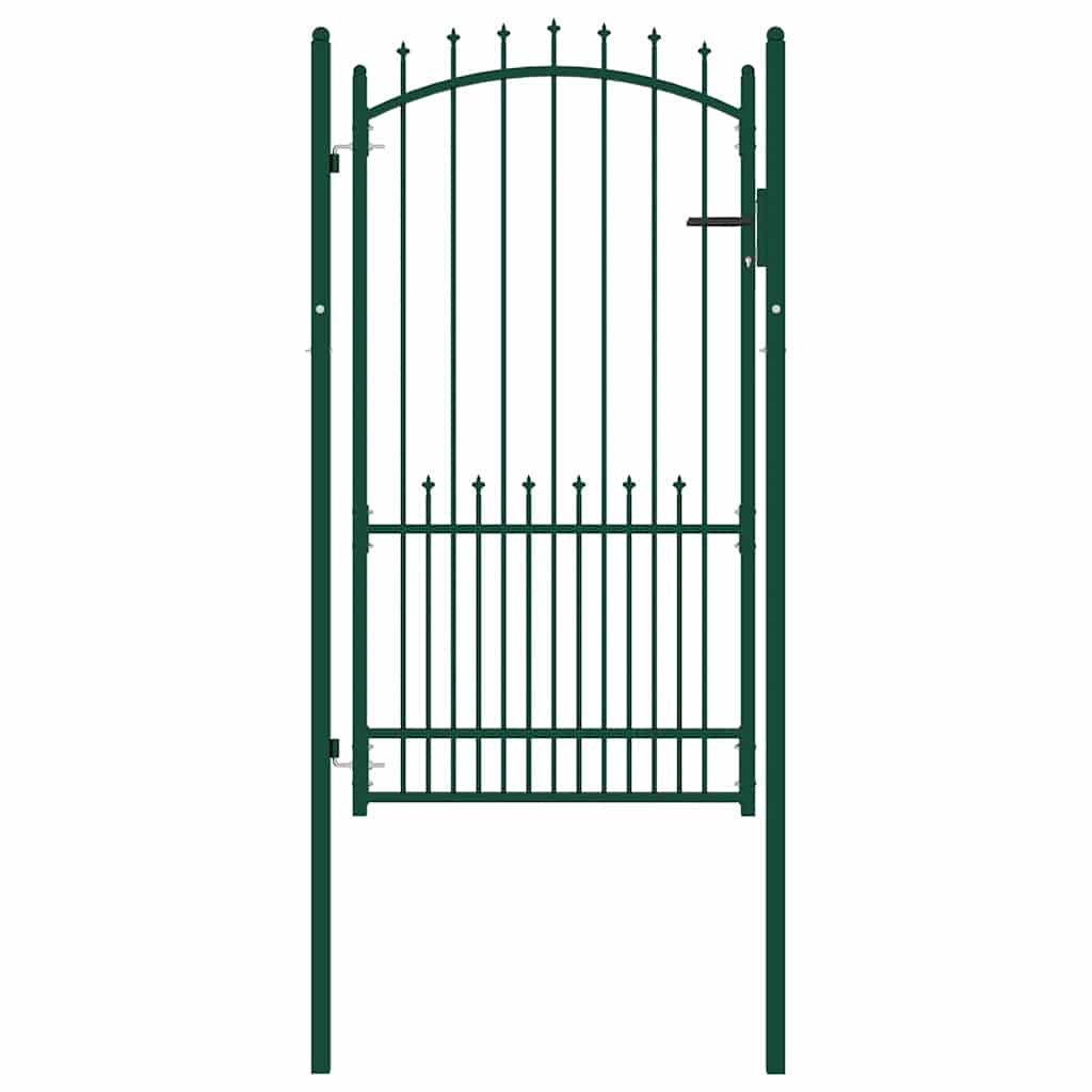 Cancello per Recinzione con Punte in Acciaio 100x175 cm Verde 146396