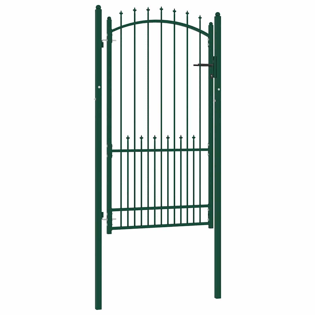 Cancello per Recinzione con Punte in Acciaio 100x175 cm Verde 146396