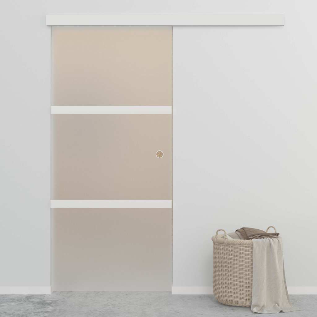 Porta Scorrevole in Vetro ESG e Alluminio 90x212cm Argento 288053