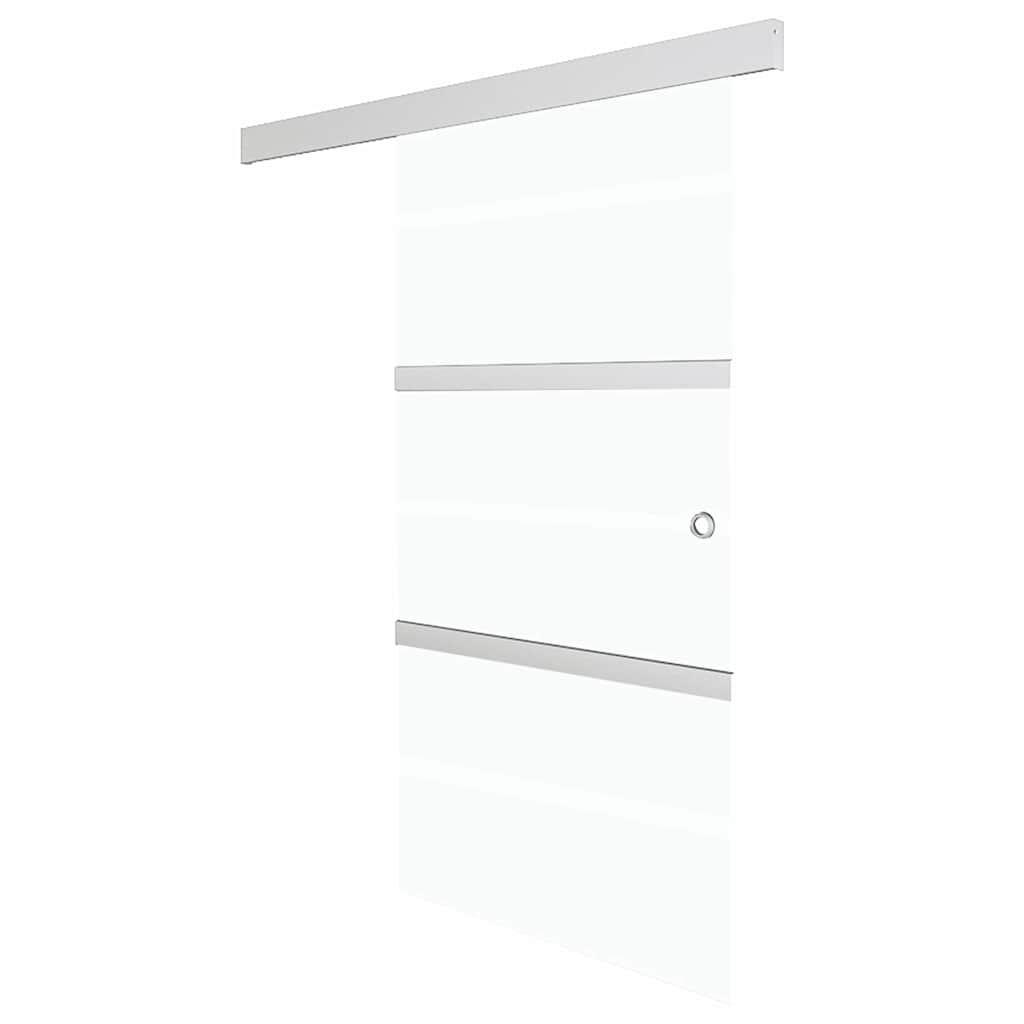 Porta Scorrevole in Vetro ESG e Alluminio 76x205 cm Argento cod mxl 77307