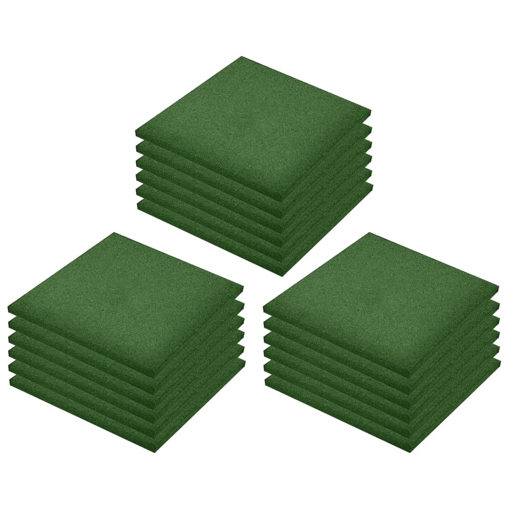 Piastrelle Anticaduta 18 pz in Gomma 50x50x3 cm Verde 3053181
