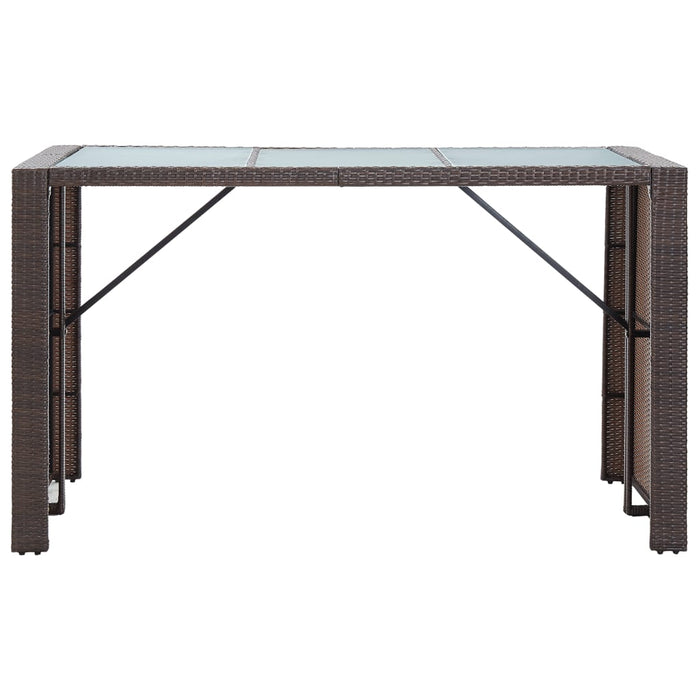 Set da Bar da Giardino 7 pz con Cuscini in Polyrattan Marrone 49559