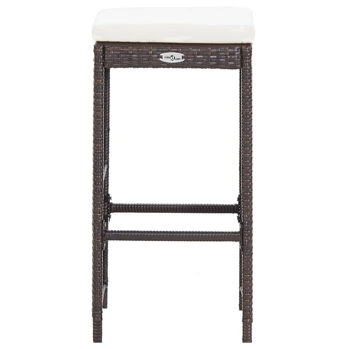 Set da Bar da Giardino 7 pz con Cuscini in Polyrattan Marrone 49559