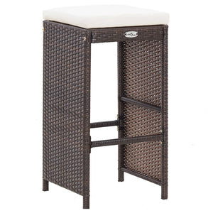 Set da Bar da Giardino 7 pz con Cuscini in Polyrattan Marrone 49559