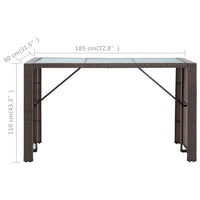 Set da Bar da Giardino 7 pz con Cuscini in Polyrattan Marrone 49559
