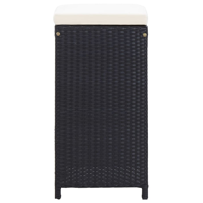 Set da Bar da Giardino 7 pz con Cuscini in Polyrattan Nero