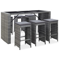 Set da Bar da Giardino 7 pz con Cuscini in Polyrattan Grigio cod mxl 37039