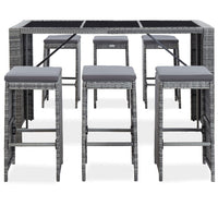 Set da Bar da Giardino 7 pz con Cuscini in Polyrattan Grigio cod mxl 37039
