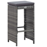 Set da Bar da Giardino 7 pz con Cuscini in Polyrattan Grigio cod mxl 37039