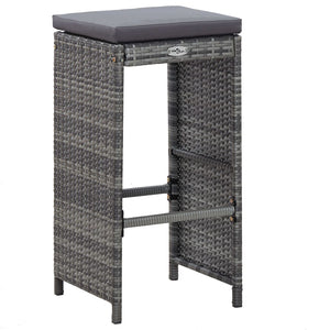 Set da Bar da Giardino 7 pz con Cuscini in Polyrattan Grigio cod mxl 37039