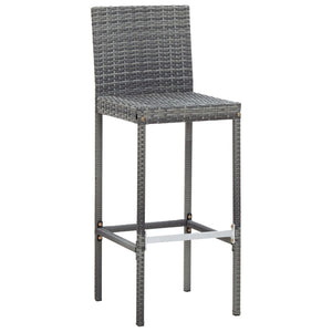 Set da Bar da Giardino 9 pz Polyrattan e Legno Acacia Grigio 49567