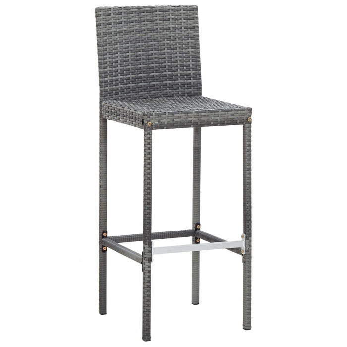 Set da Bar da Giardino 9 pz Polyrattan e Legno Acacia Grigio 49567