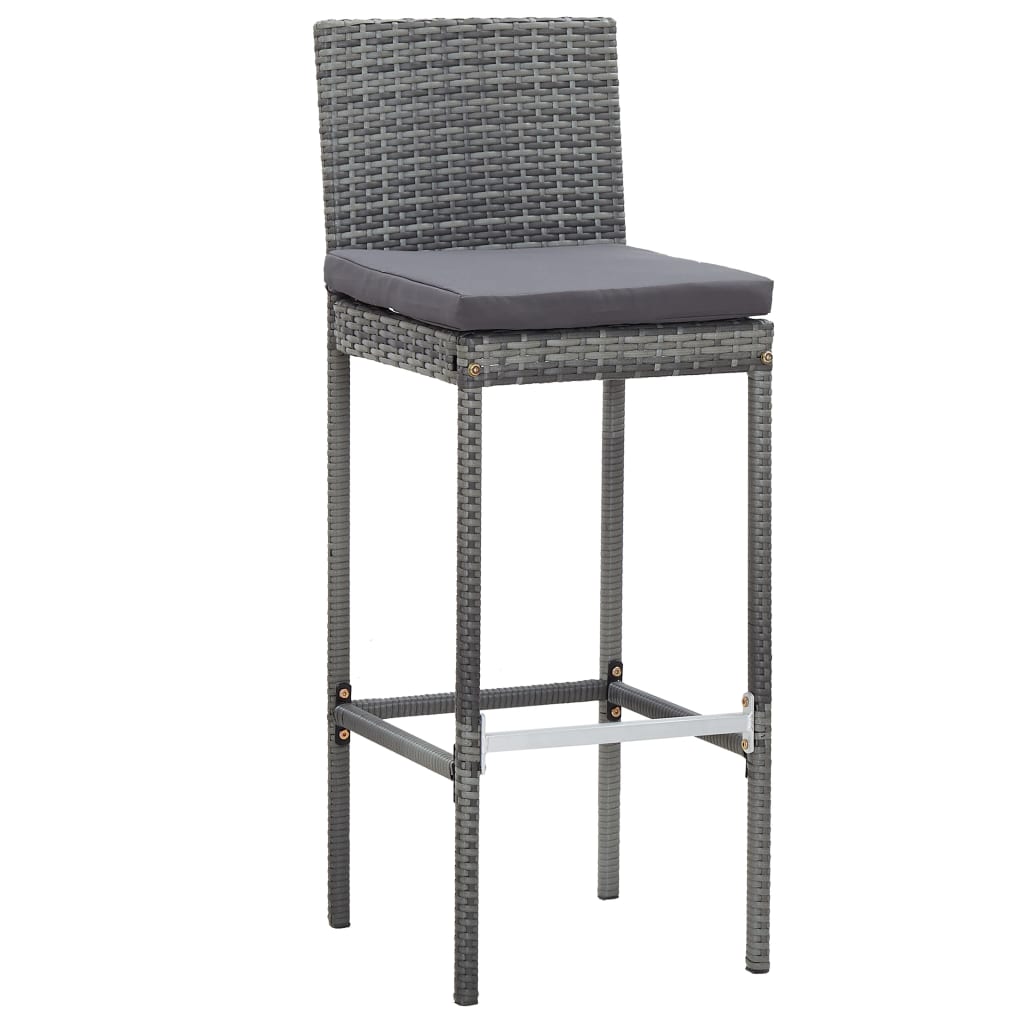 Set da Bar da Giardino 9 pz Polyrattan e Legno Acacia Grigio 49567