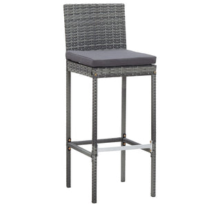 Set da Bar da Giardino 9 pz Polyrattan e Legno Acacia Grigio 49567
