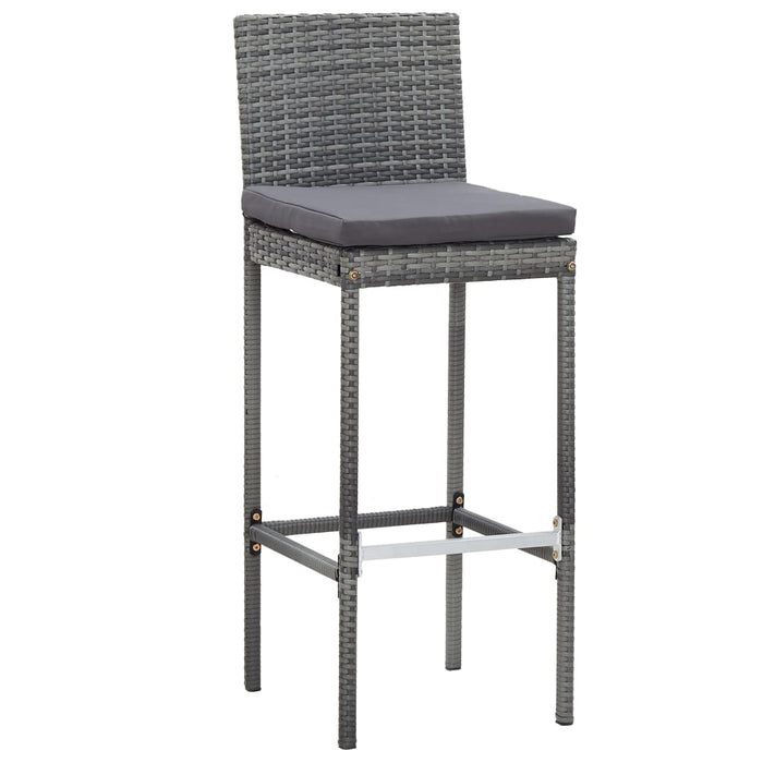 Set da Bar da Giardino 9 pz Polyrattan e Legno Acacia Grigio 49567