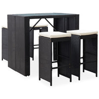 Set da Bar da Giardino 5 pz in Polyrattan e Vetro Nero cod mxl 41526