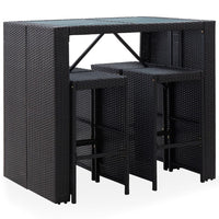 Set da Bar da Giardino 5 pz in Polyrattan e Vetro Nero cod mxl 41526
