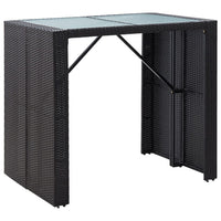 Set da Bar da Giardino 5 pz in Polyrattan e Vetro Nero cod mxl 41526