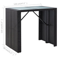 Set da Bar da Giardino 5 pz in Polyrattan e Vetro Nero cod mxl 41526