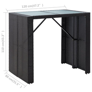 Set da Bar da Giardino 5 pz in Polyrattan e Vetro Nero cod mxl 41526
