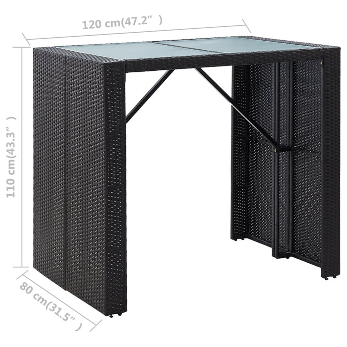 Set da Bar da Giardino 5 pz in Polyrattan e Vetro Nero cod mxl 41526
