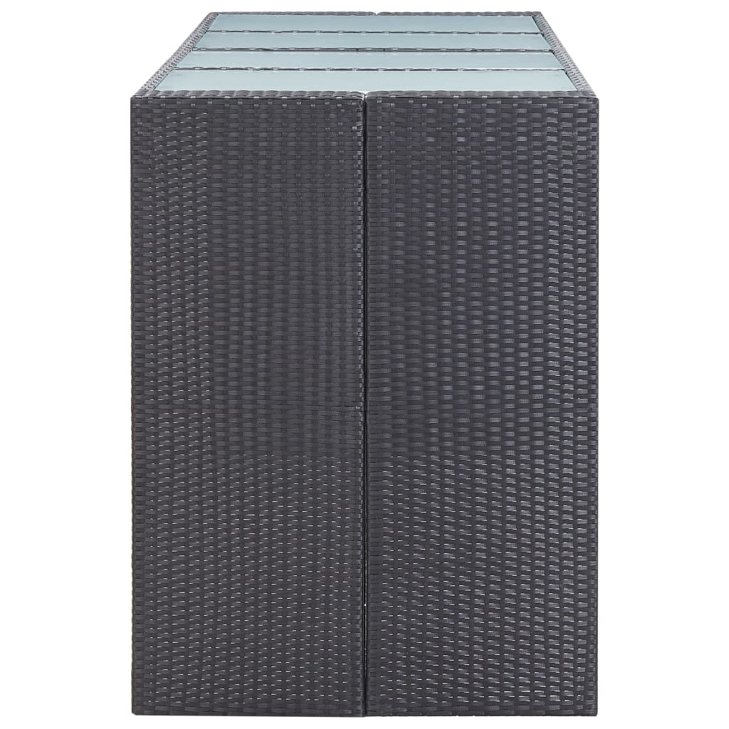 Set Bar da Giardino 9 z pz in Polyrattan Nero 49569