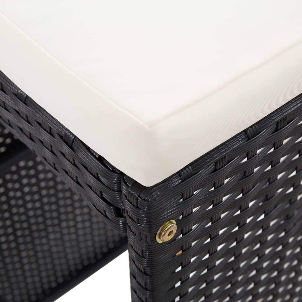 Set Bar da Giardino 9 z pz in Polyrattan Nero 49569