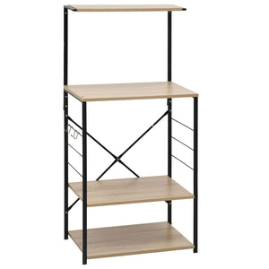 Mobile Microonde Nero e Rovere 60x39,6x123cm Legno Multistrato 288239