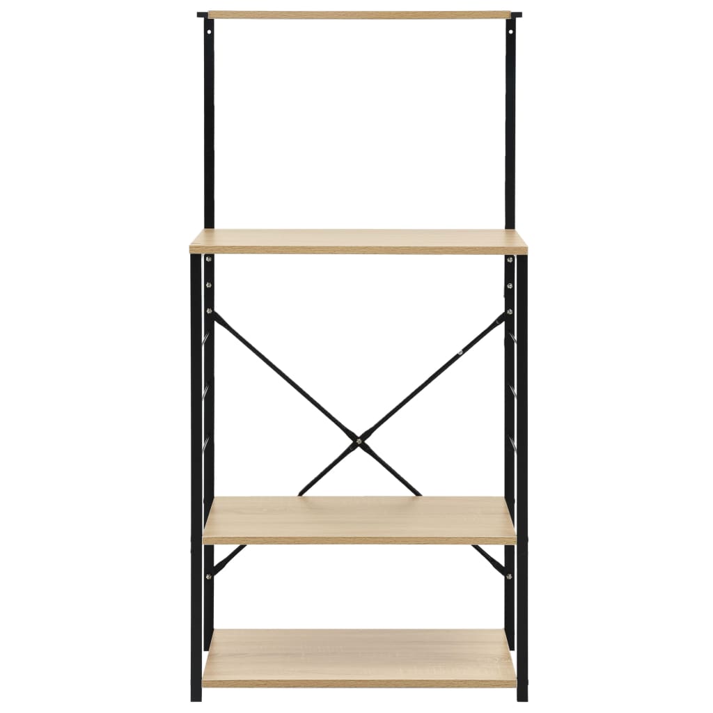 Mobile Microonde Nero e Rovere 60x39,6x123cm Legno Multistrato 288239