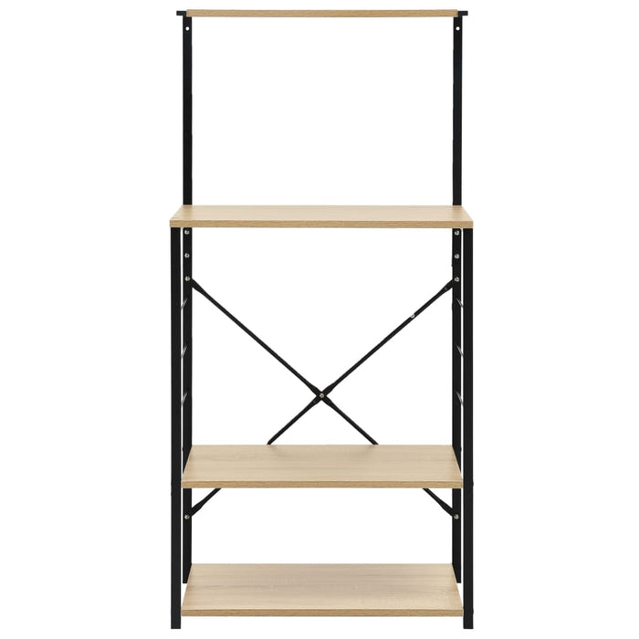 Mobile Microonde Nero e Rovere 60x39,6x123cm Legno Multistrato 288239