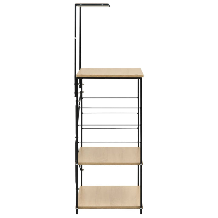 Mobile Microonde Nero e Rovere 60x39,6x123cm Legno Multistrato 288239