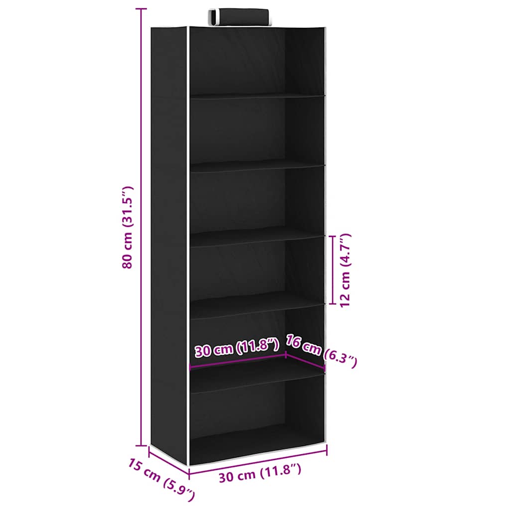 Organizer per Armadio da Appendere con 6 Ripiani 2 pz Tessuto 288325