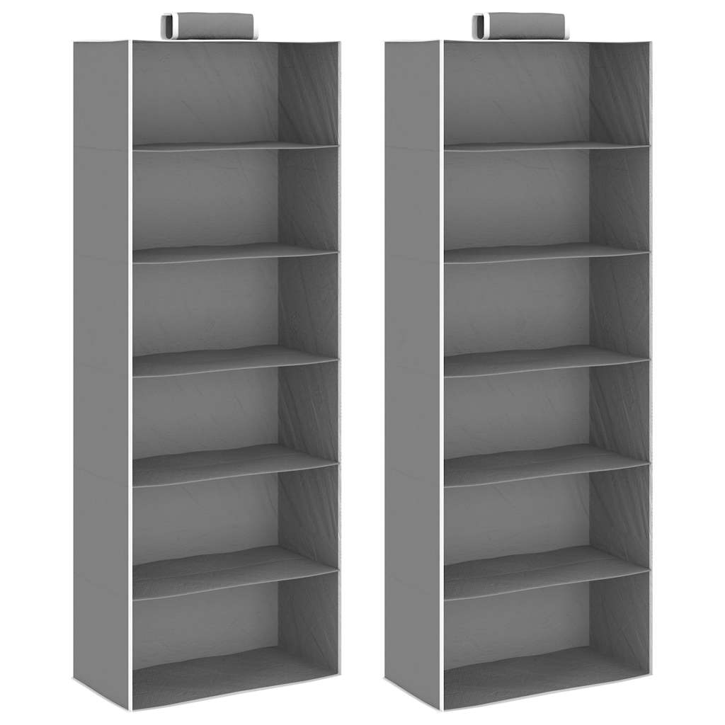 Organizer per Armadio da Appendere 2 pz con 6 Ripiani Tessuto cod mxl 77841