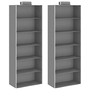 Organizer per Armadio da Appendere 2 pz con 6 Ripiani Tessuto cod mxl 77841