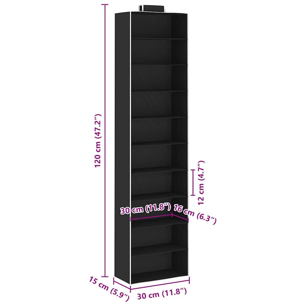 Organizer per Armadio da Appendere 2 pz con 10 Ripiani Tessuto