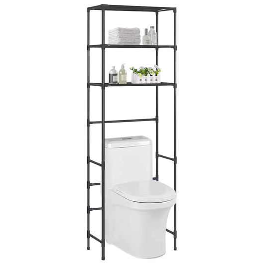 Scaffale per Bagno con 3 Ripiani Nero 53x28x169 cm 288329