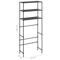 Scaffale per Lavatrice con 3 Ripiani Nero 69x28x169 cm cod mxl 54294
