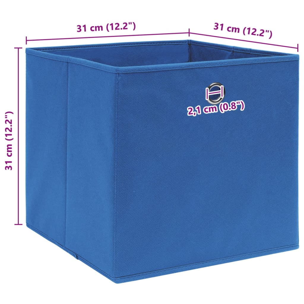 Scatole Portaoggetti con Coperchi 4 pz Blu 32x32x32 cm Tessuto 288337