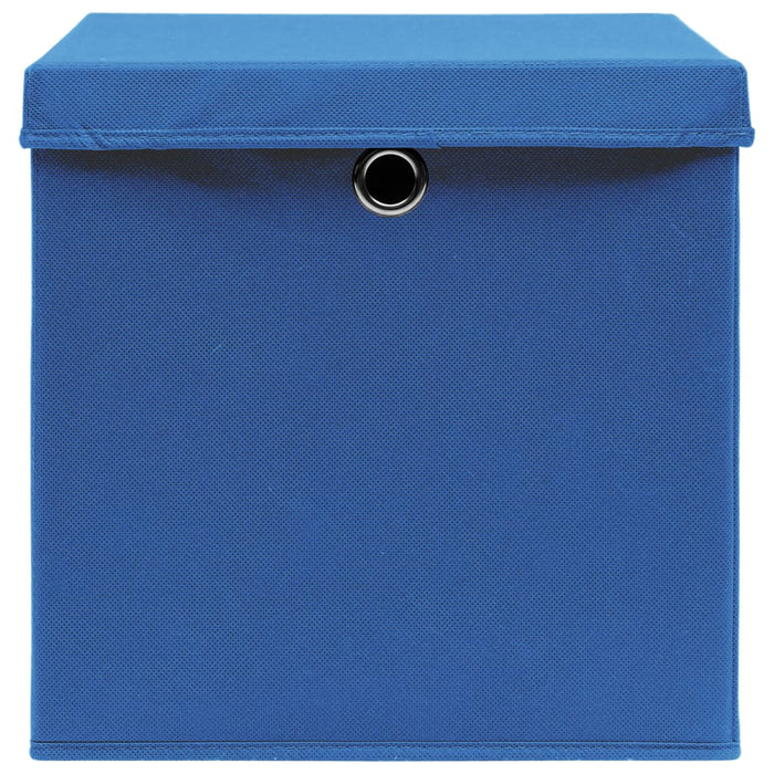 Scatole Portaoggetti con Coperchi 4pz Blu 32x32x32 cm Tessuto