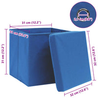 Scatole Portaoggetti con Coperchi 4pz Blu 32x32x32 cm Tessuto