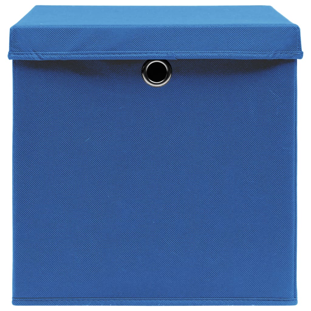 Scatole Portaoggetti con Coperchi 10pz Blu 32x32x32 cm Tessuto 288340