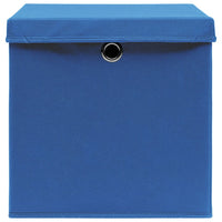 Scatole Portaoggetti con Coperchi 10pz Blu 32x32x32 cm Tessuto 288340