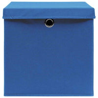 Scatole con Coperchi 10 pz Blu 32x32x32 cm in Tessuto