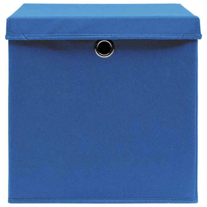 Scatole con Coperchi 10 pz Blu 32x32x32 cm in Tessuto